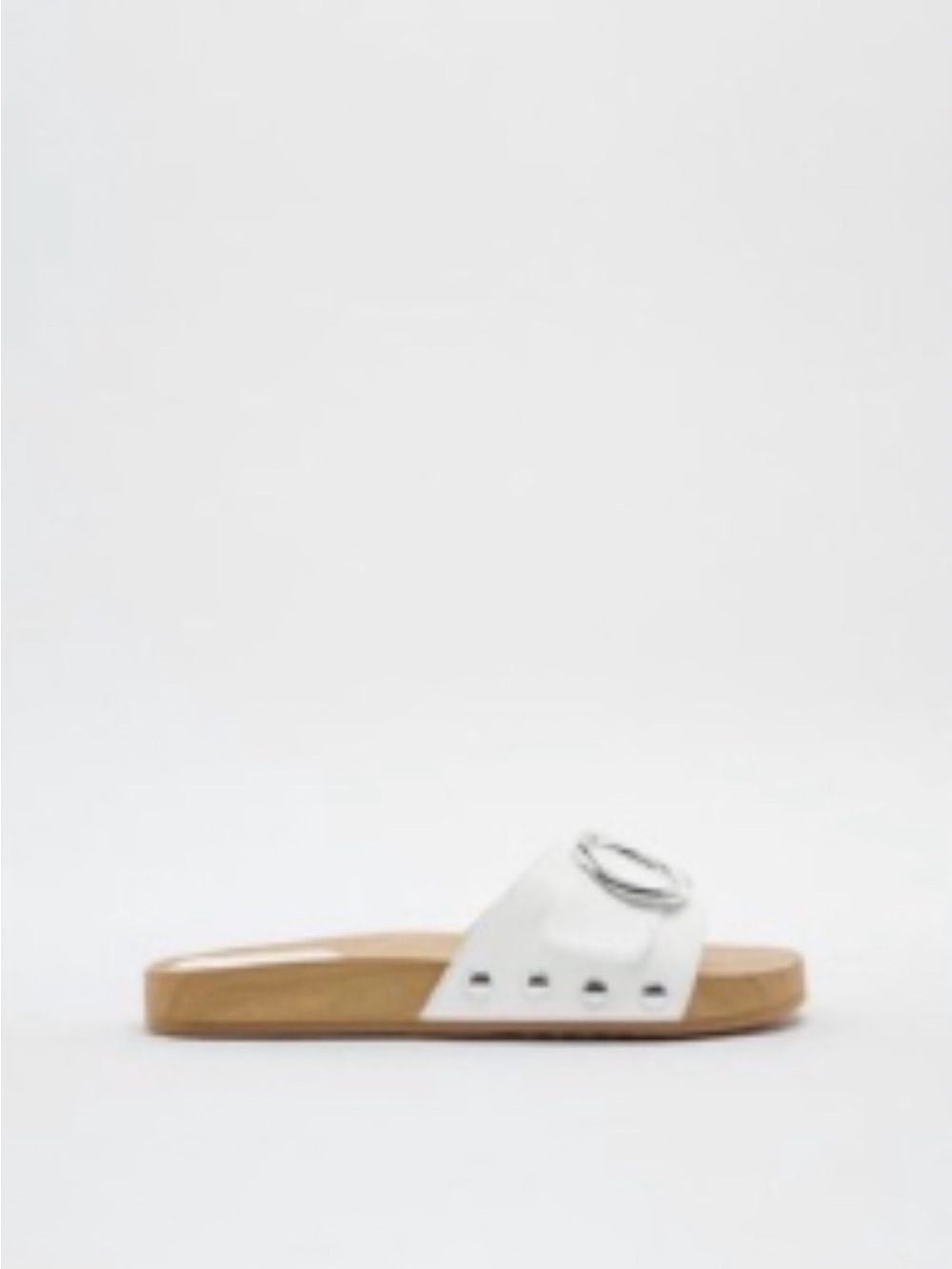 Zara White Slide Sandals with Metal Ring